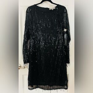 Absolutely Famous Longsleeve Black Sequin Dress NWT Medium